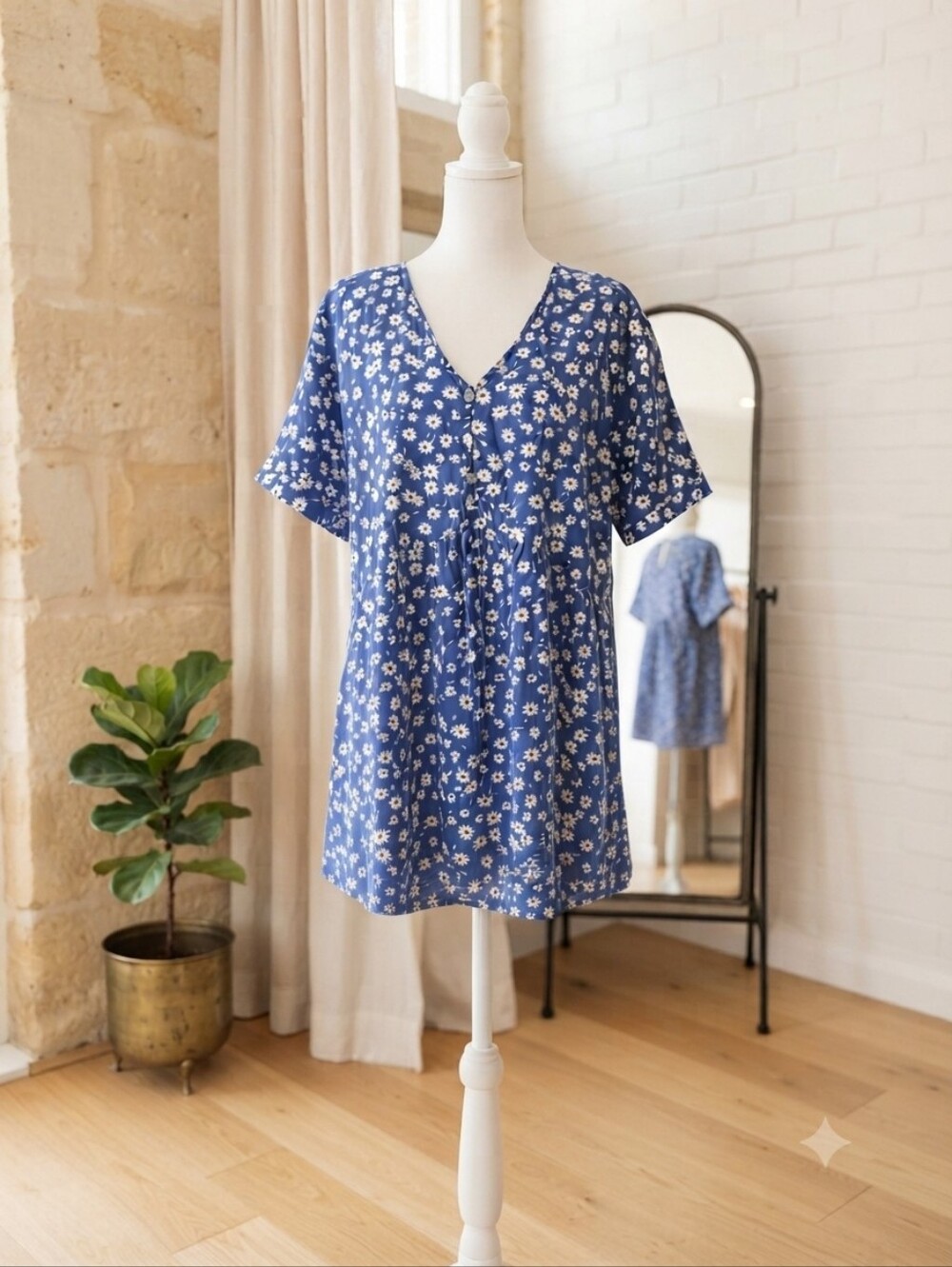PRETTYGARDEN DAISY BLUE MINI DRESS SIZE XL NWOT COQUETTE GIRL COTTAGE CORE